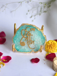 Jai Shree Ram  with Agate Stone with Metal Stand