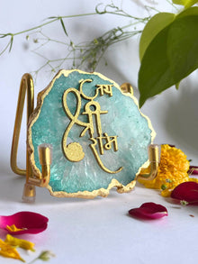 Jai Shree Ram  with Agate Stone with Metal Stand