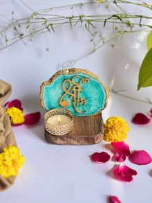 Jai Shree Ram - Agate Tea Light with Wood Stand