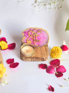 Jai Shree Ram - Agate Tea Light with Wood Stand