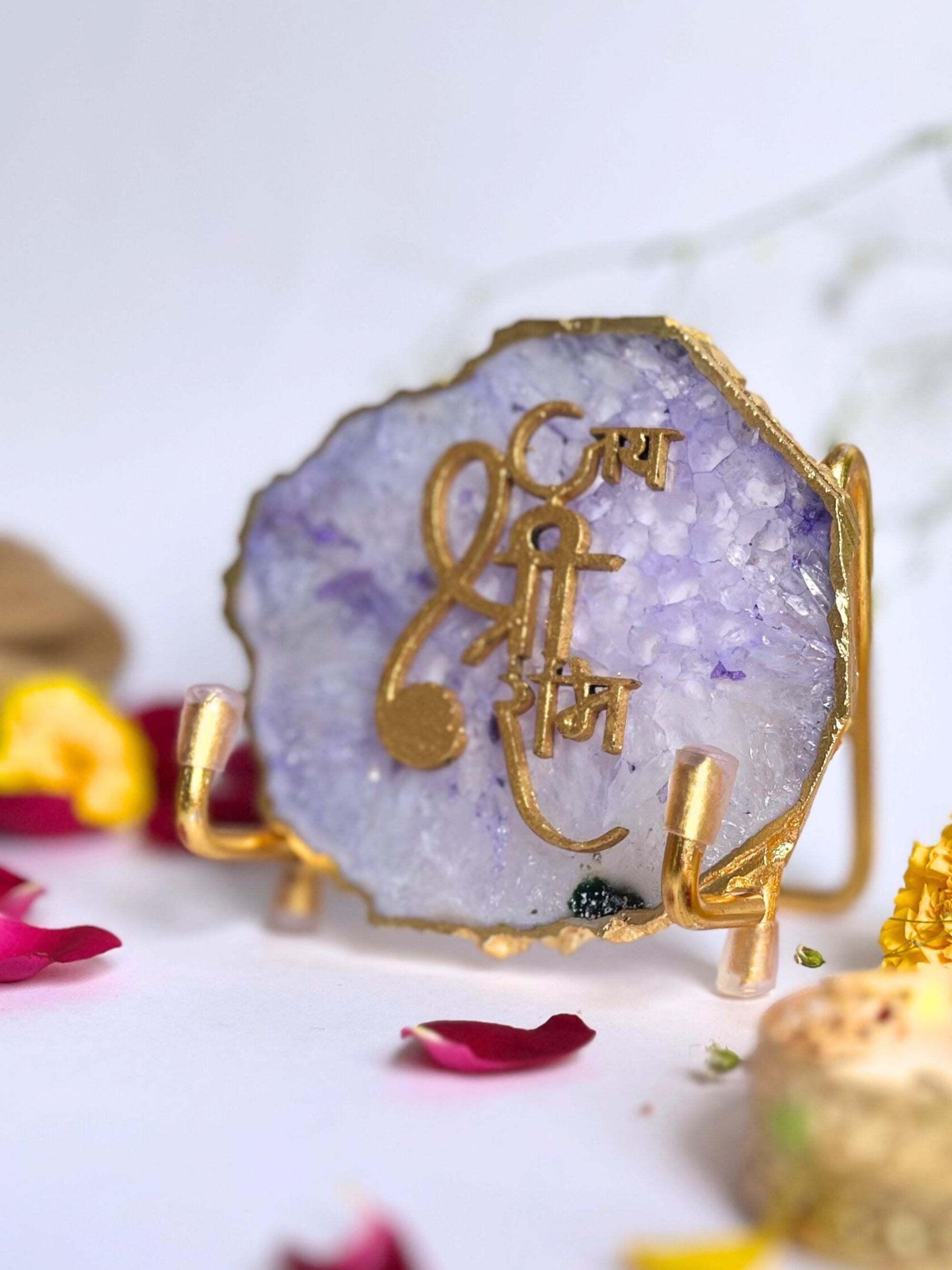 Jai Shree Ram  with Agate Stone with Metal Stand