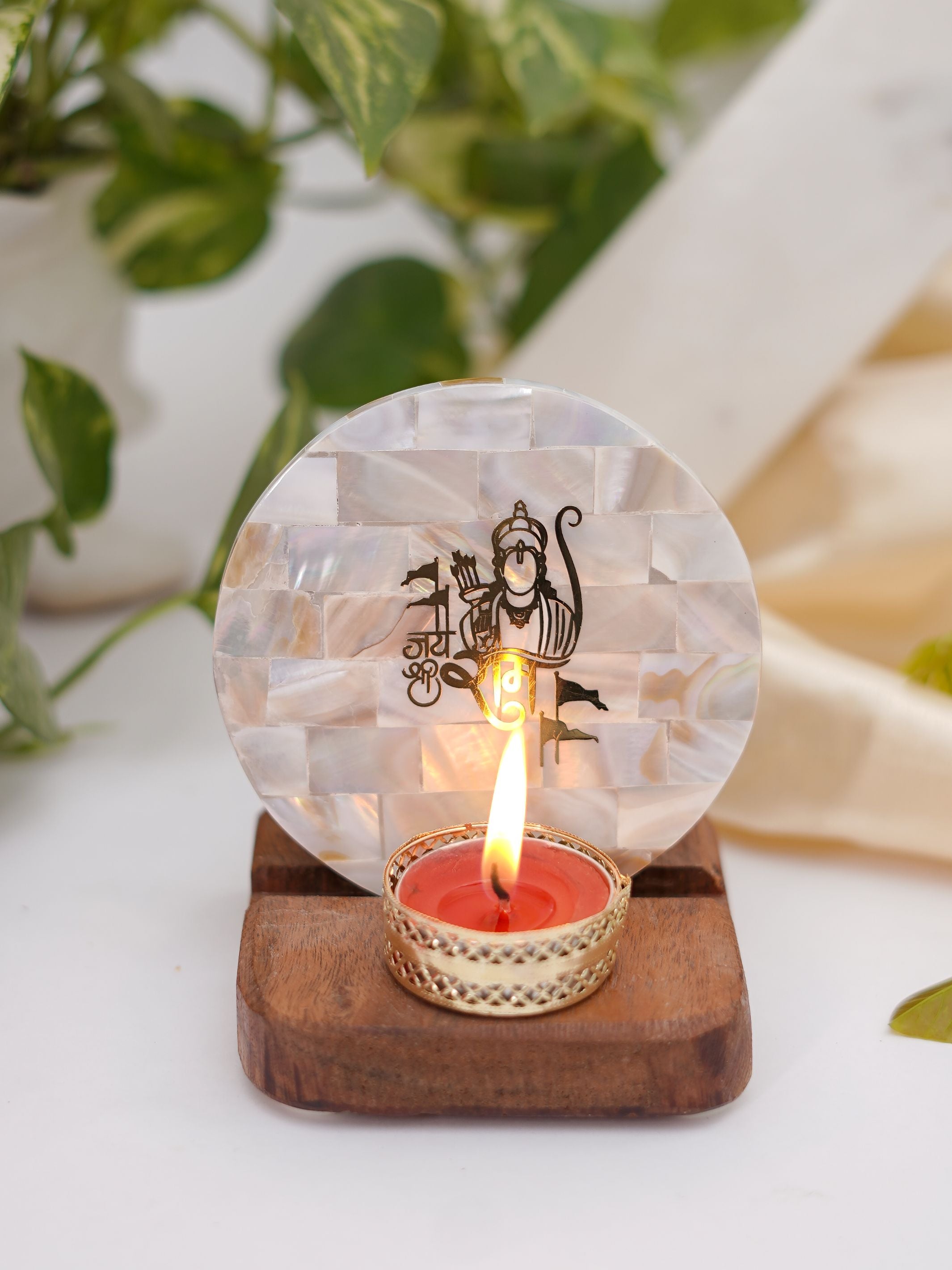 Mother of Pearl & Wood - Tea Light Holder