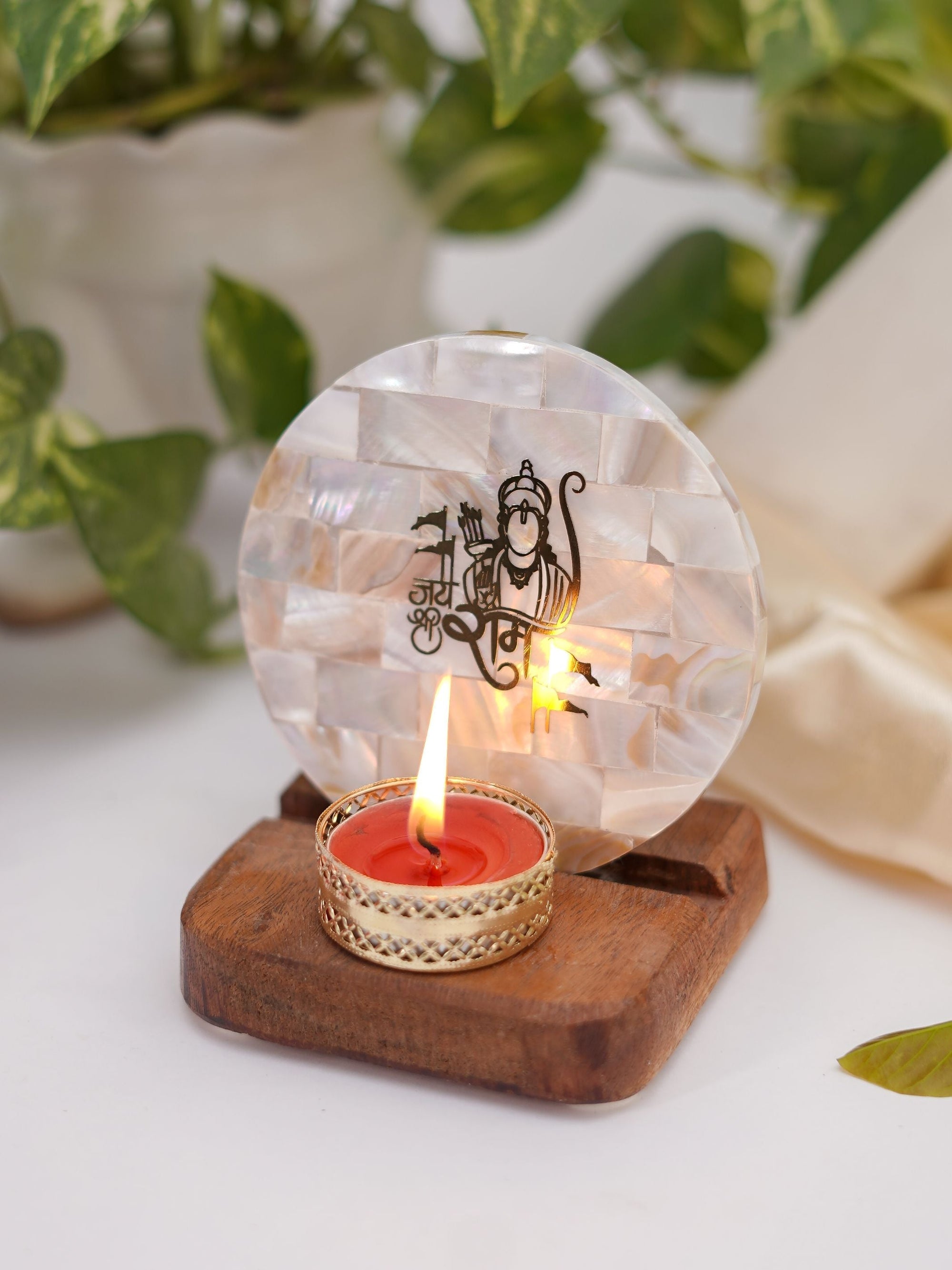 Mother of Pearl & Wood - Tea Light Holder