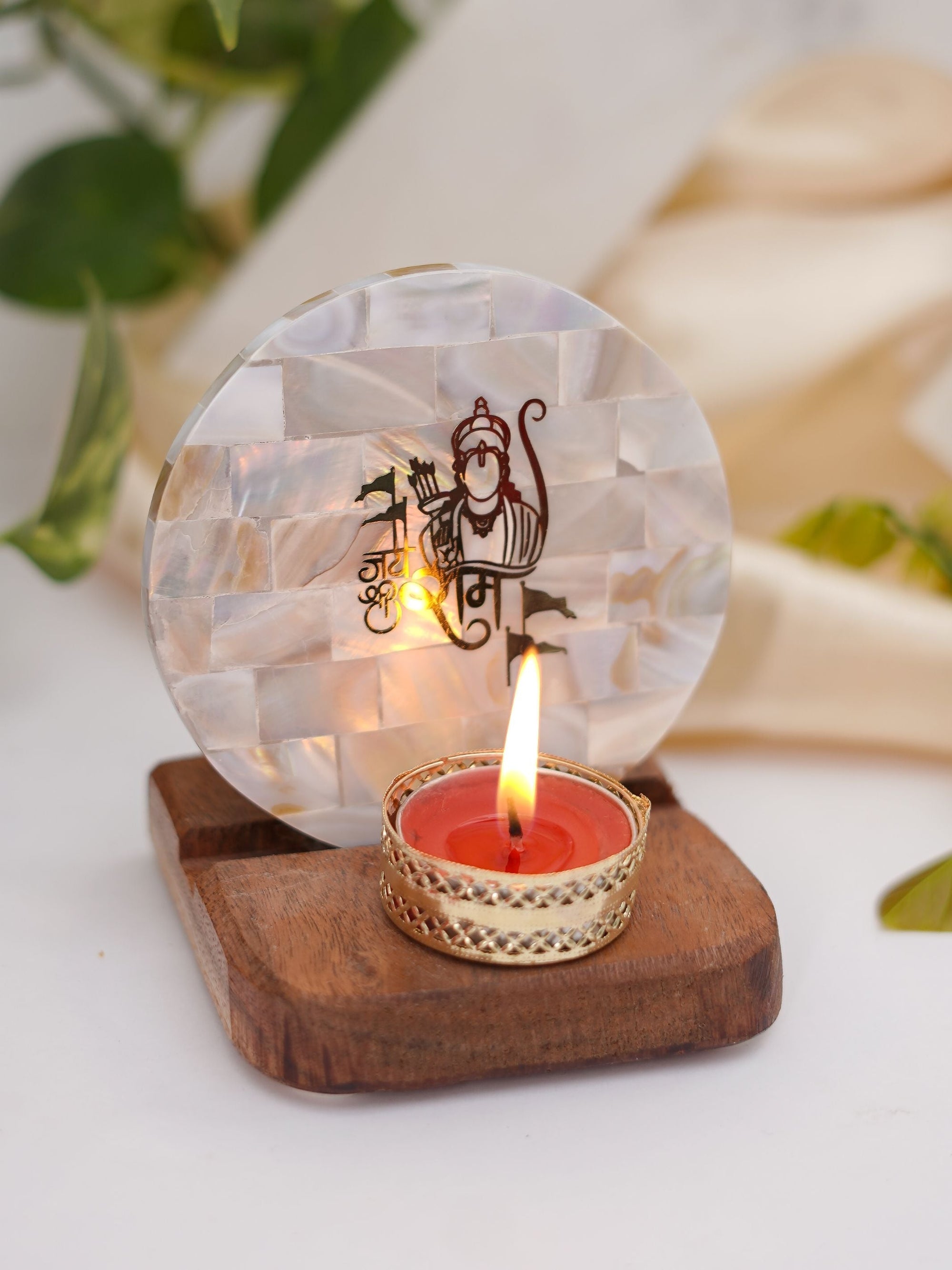 Mother of Pearl & Wood - Tea Light Holder