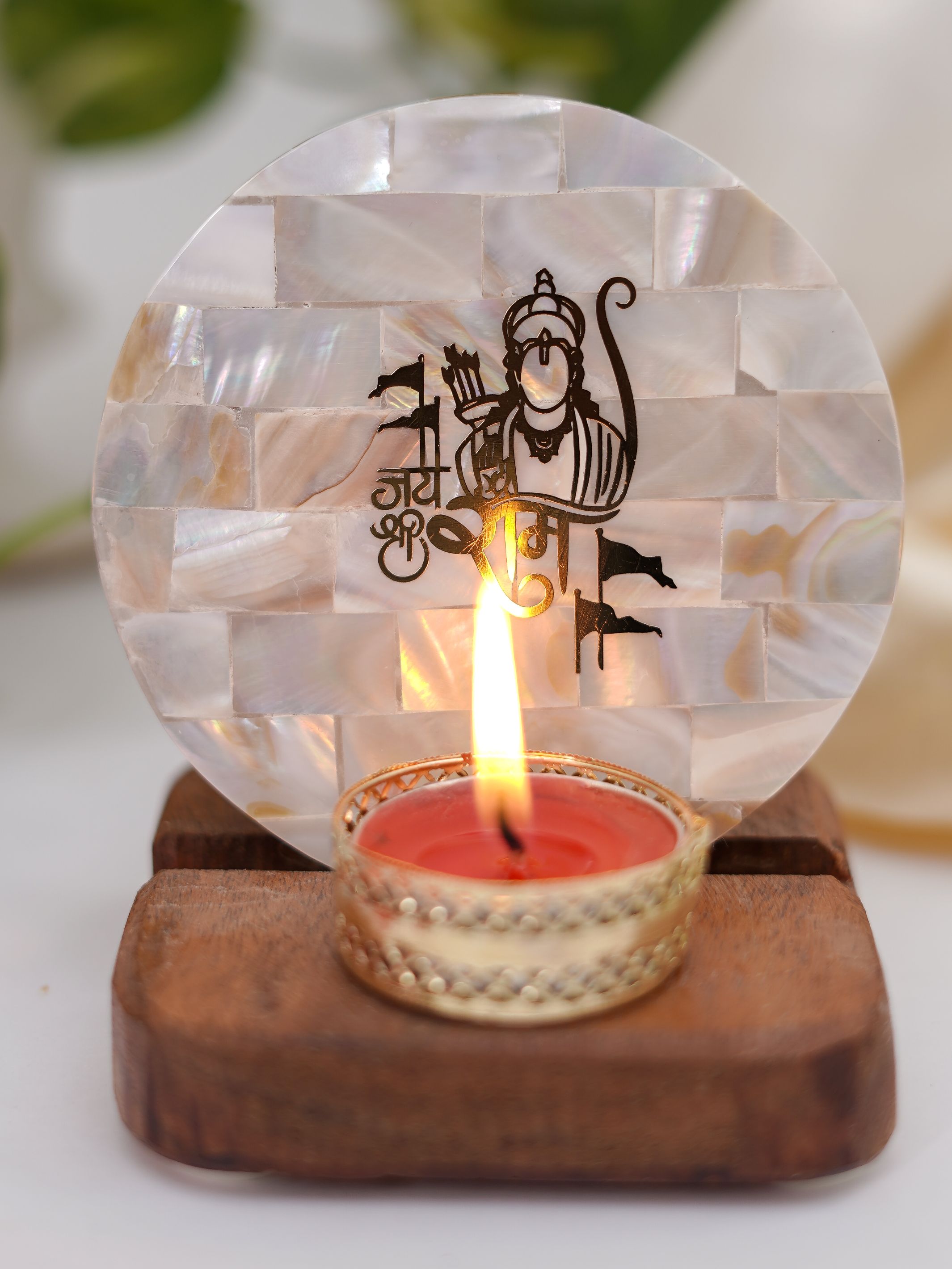 Mother of Pearl & Wood - Tea Light Holder