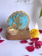 Jai Shree Ram - Agate Tea Light with Wood Stand