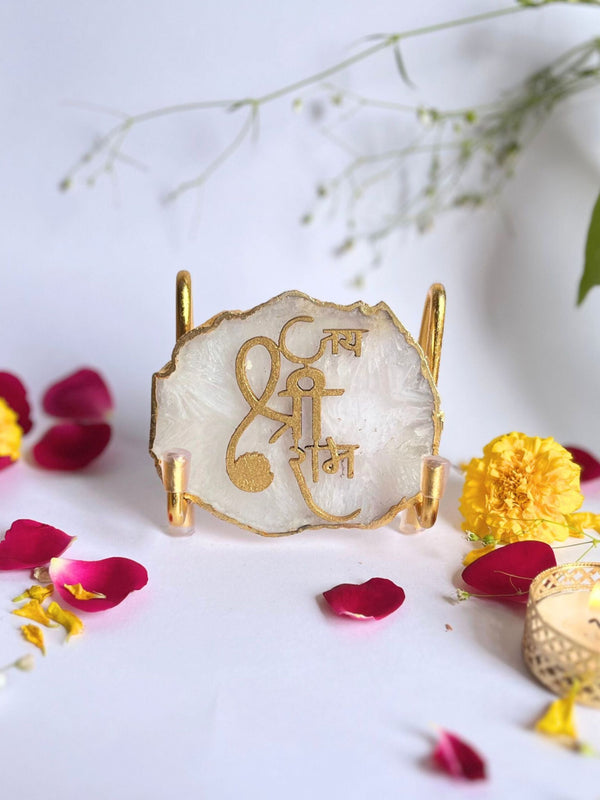 Jai Shree Ram  with Agate Stone with Metal Stand