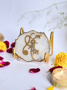 Jai Shree Ram  with Agate Stone with Metal Stand