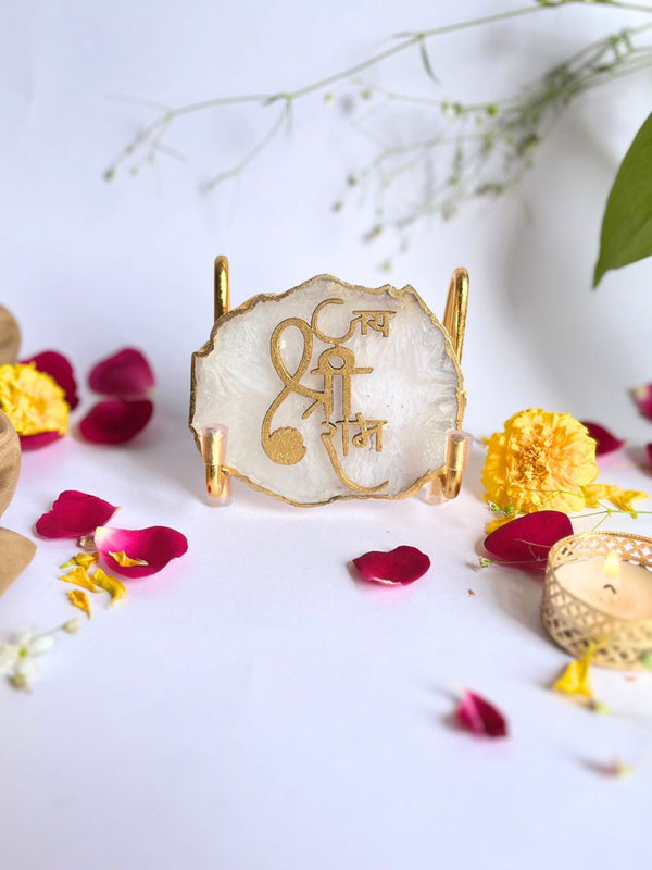 Jai Shree Ram  with Agate Stone with Metal Stand