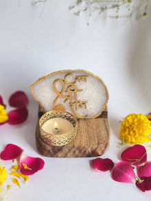 Jai Shree Ram - Agate Tea Light with Wood Stand