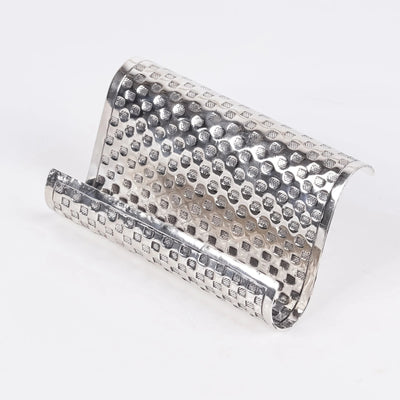 Jaipuri chittai silver plated visiting card holder with textured pattern on white background
