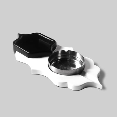 Jharokha leather ashtray top view open detail handcrafted - The Mage Home
