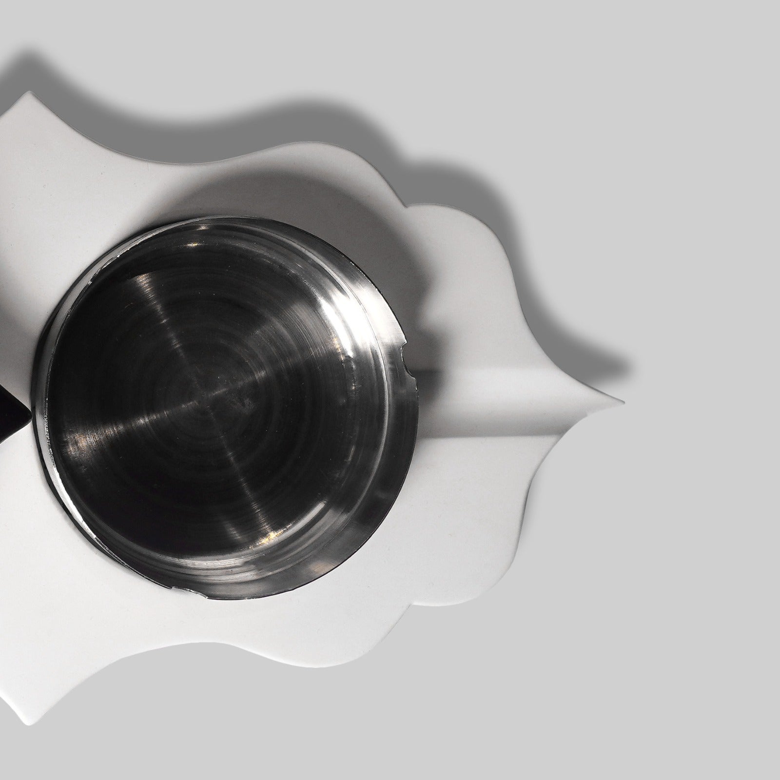 Jharokha ashtray brass lid leather body side view - The Mage Home