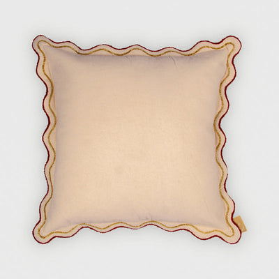 Aurora Scallop Oatmeal Embroidered Cushion Cover