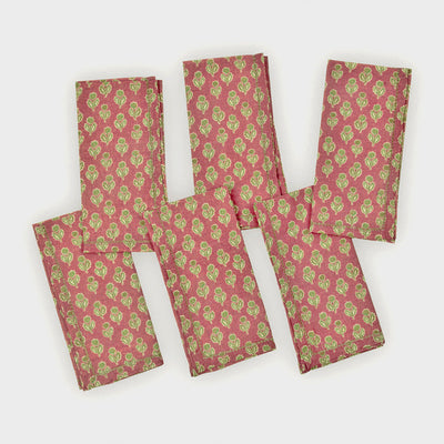 Viola Carmine Cotton Table Napkins-Set of 6