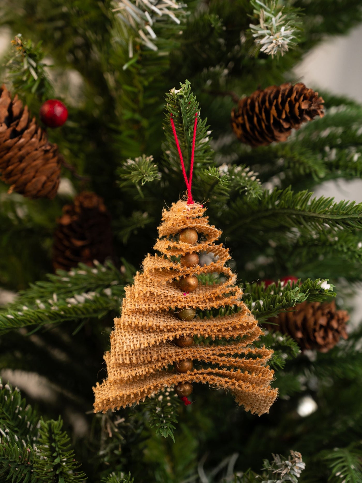 Jute Christmas Tree Hanging Ornaments Pack of 5