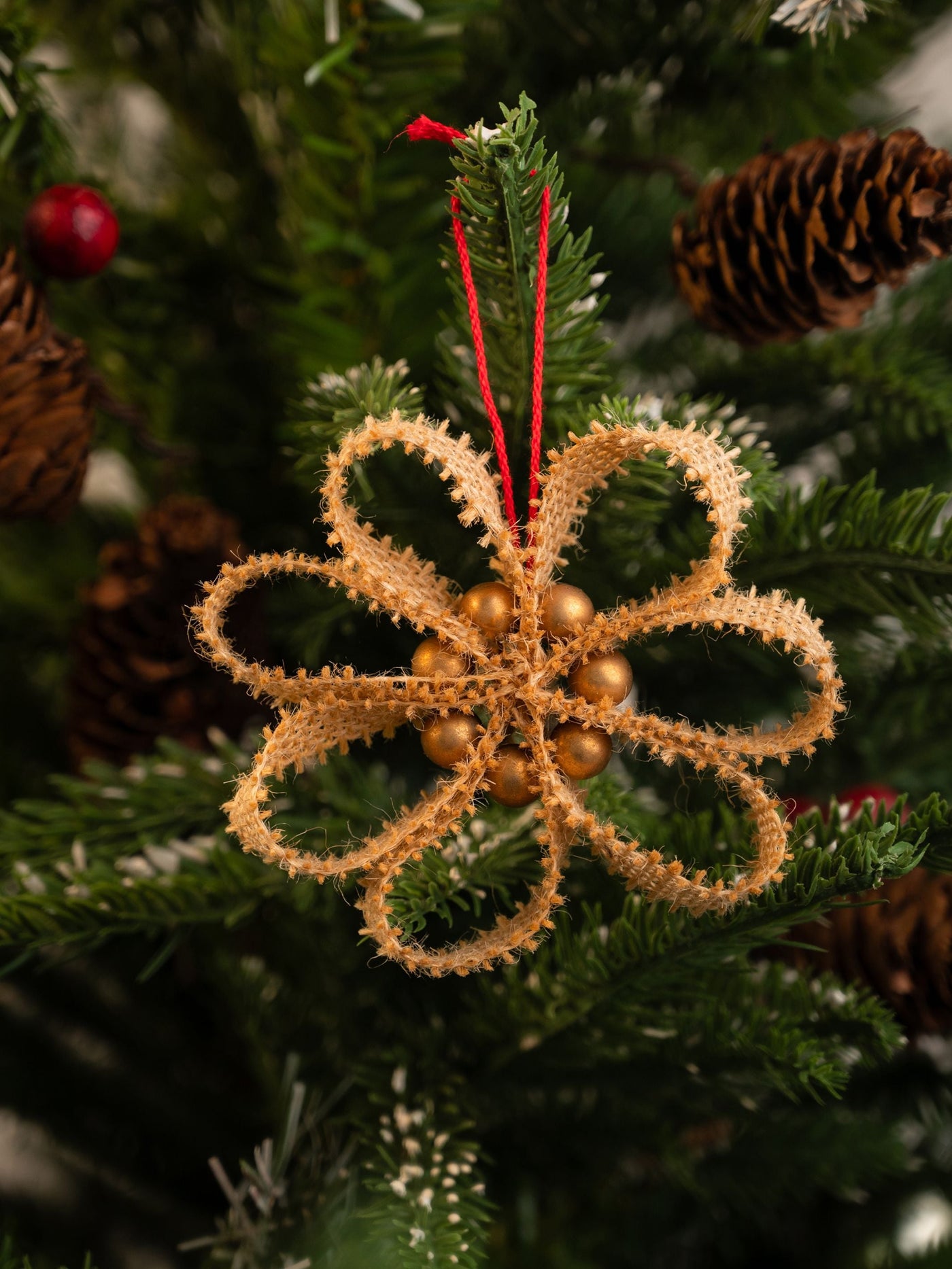 Jute Snowflake Christmas Tree Hanging Ornaments Pack of 5