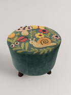 Whimsical Garden Embroidered Footstool