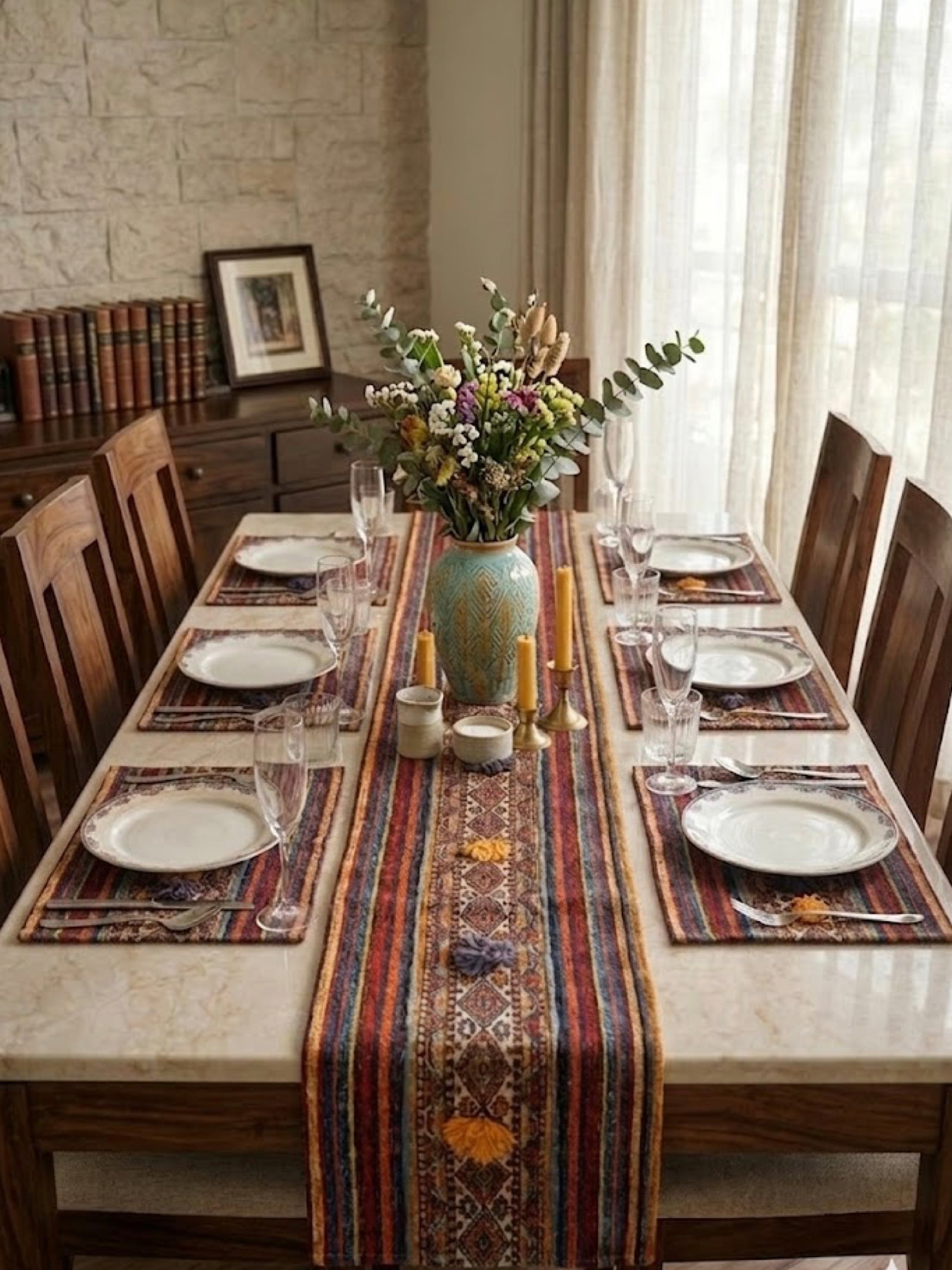 Handloom Table Runner - Luminious Lace