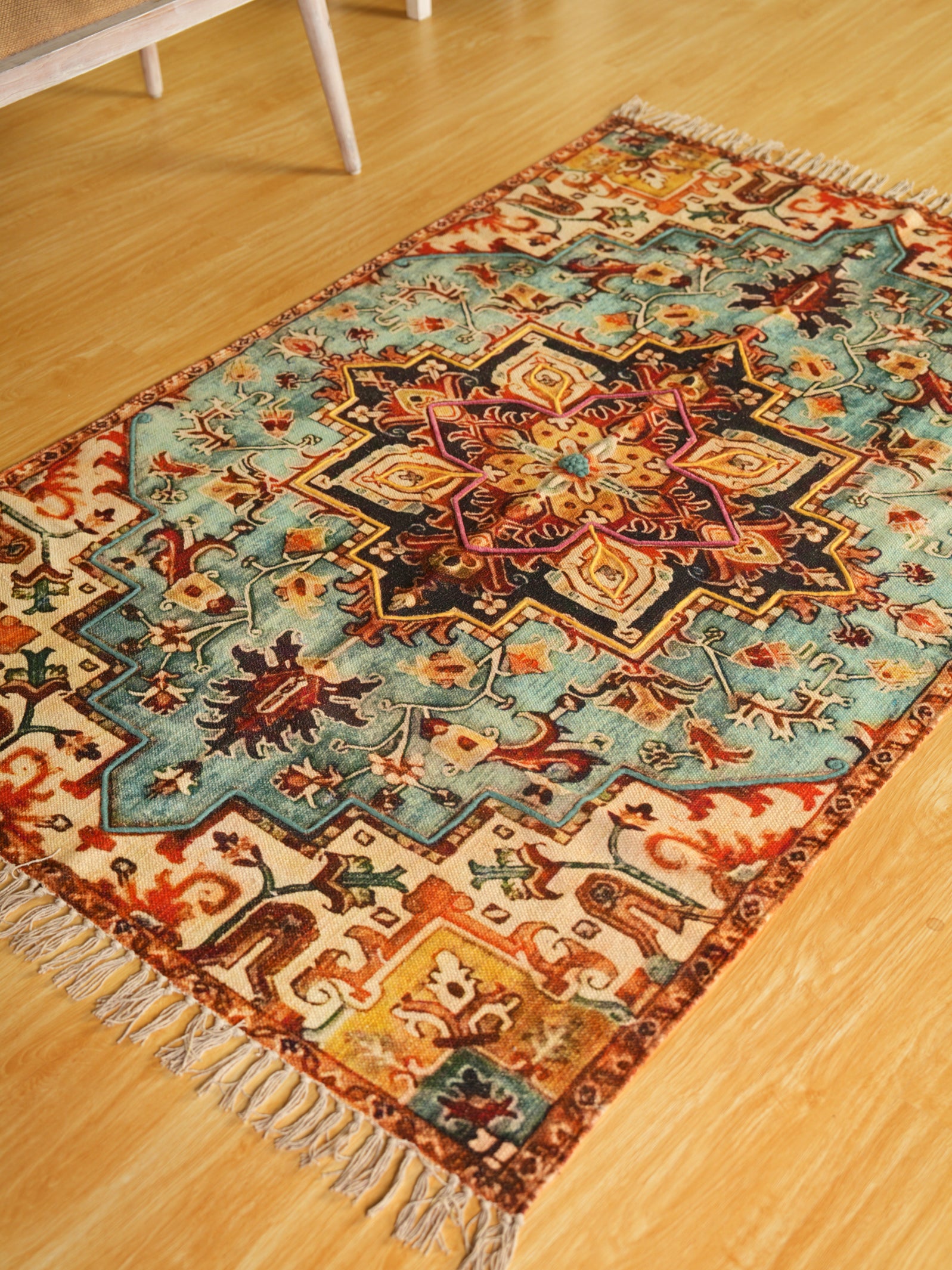 Azure Bloom Medallion Rug