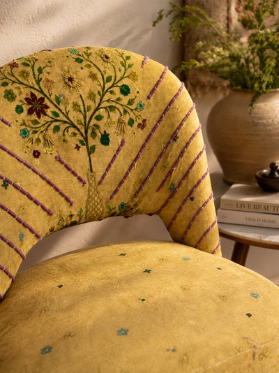 Golden Meadow Embroidered Chair