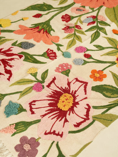 Colorburst Botanical Hand Embroidered Rug