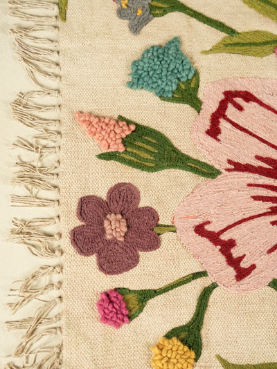 Colorburst Botanical Hand Embroidered Rug