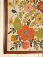 White Floral Embroidered Wall Frame – Acacia Wood (70 x 100 cm)