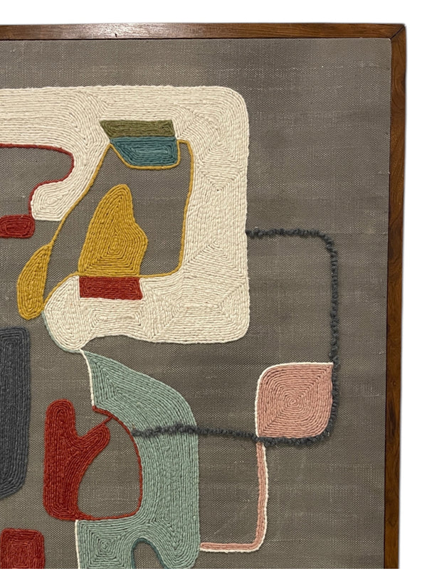 Abstract Embroidered Wall Frame – Acacia Wood (120 x 180 cm)