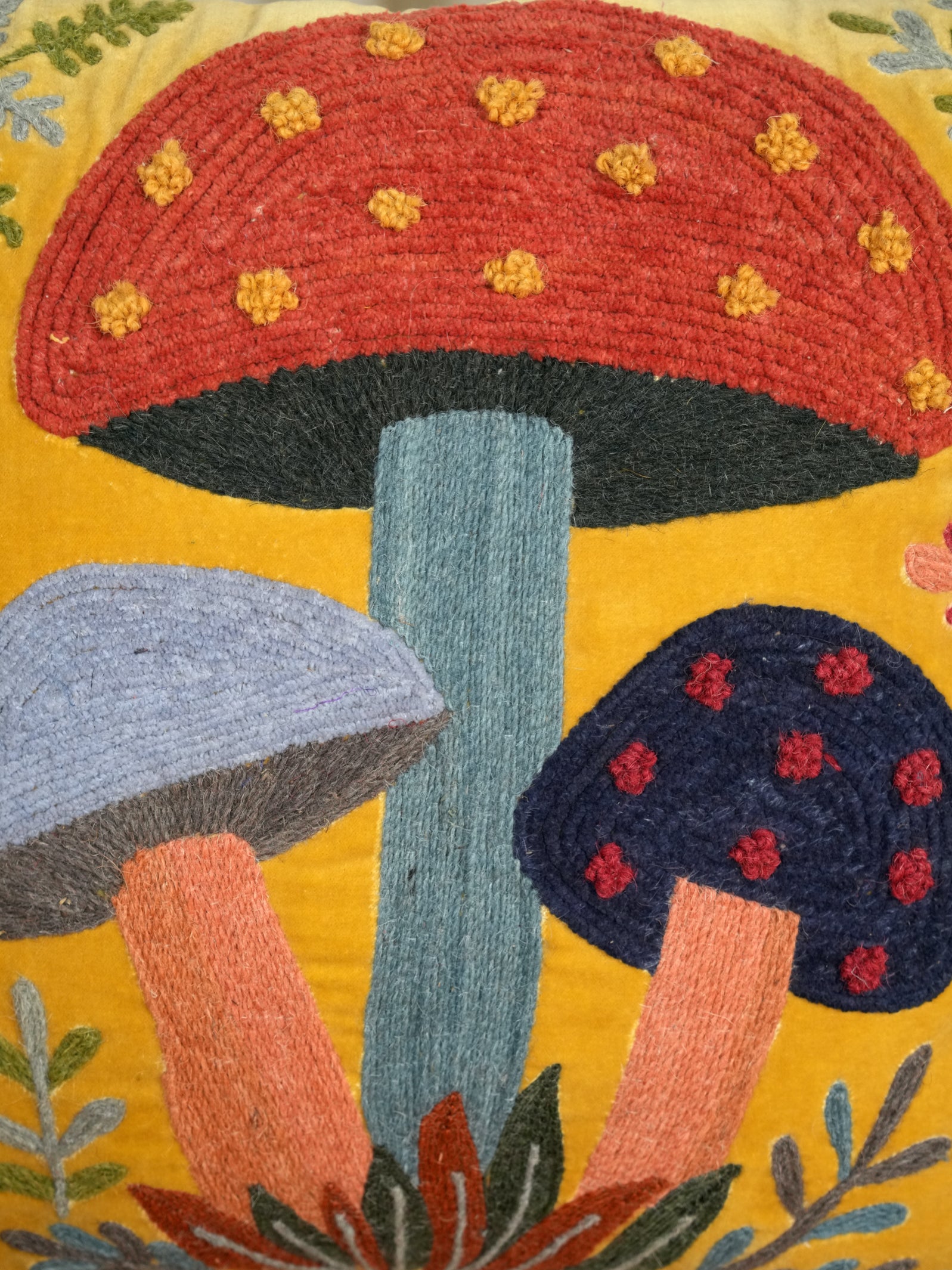 Mushroom Meadow Square Cushion