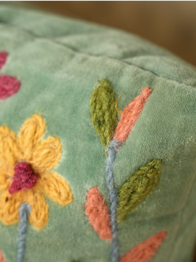 Forest Fungi & Floral Embroidered Cushion