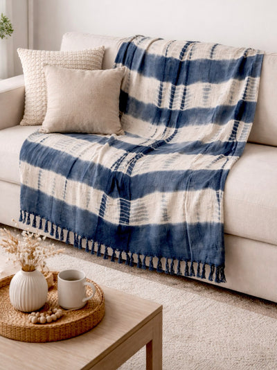 Indigo Wave Tie Dye Throw