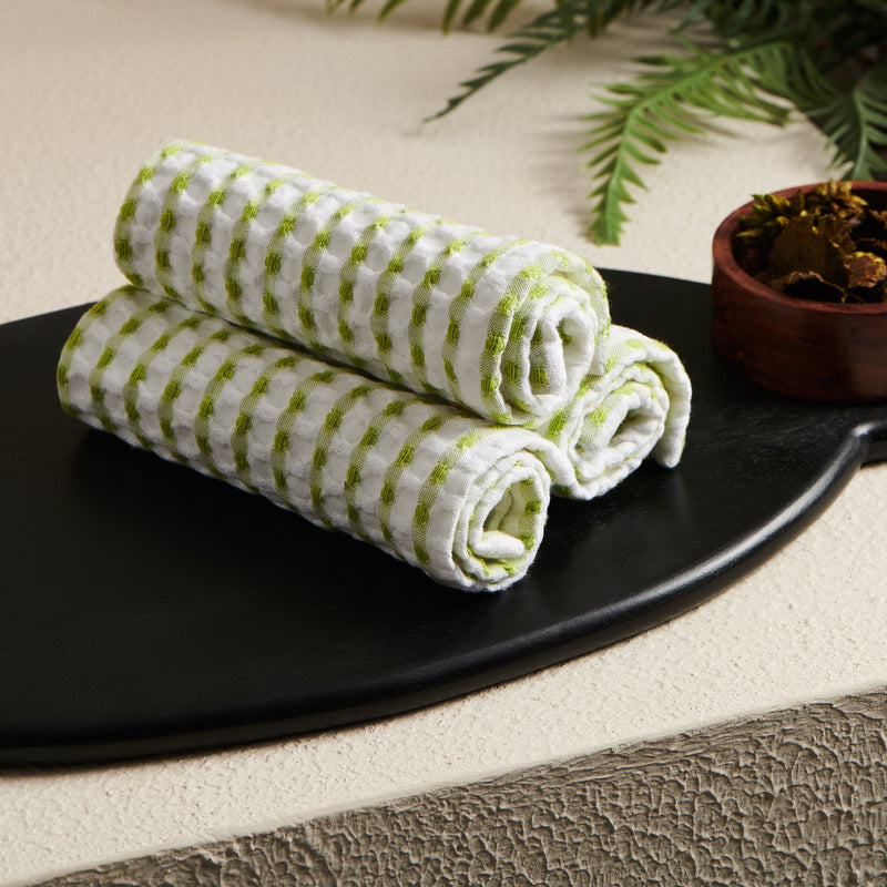 Kiwi | Cotton | Waffle | Face Towels - Set of 2