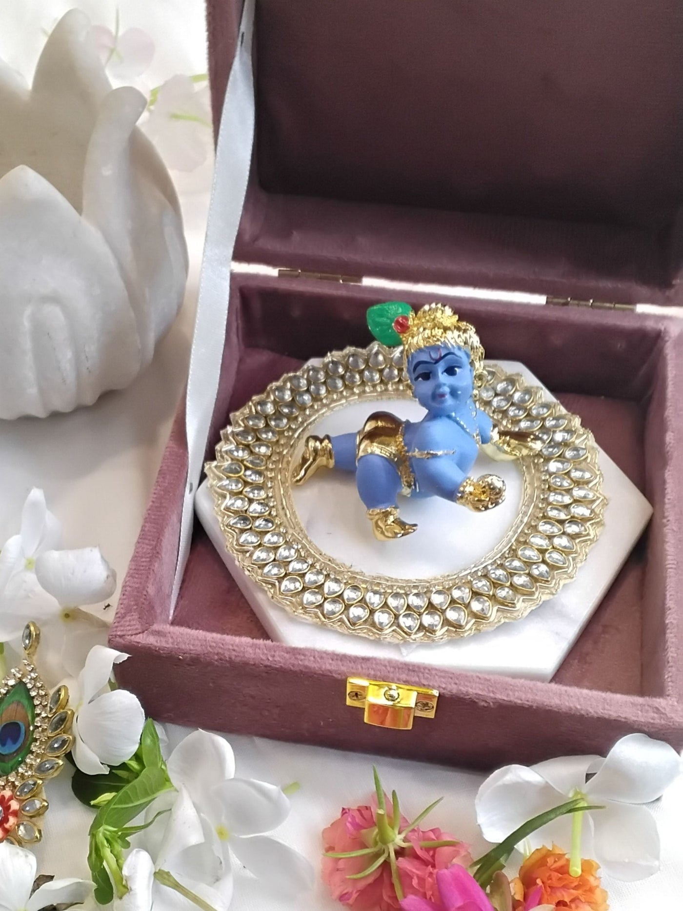 Krishna with Marble Festive Decor Gift Box