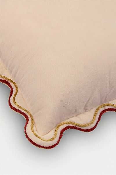 Aurora Scallop Oatmeal Embroidered Oblong Cushion Cover