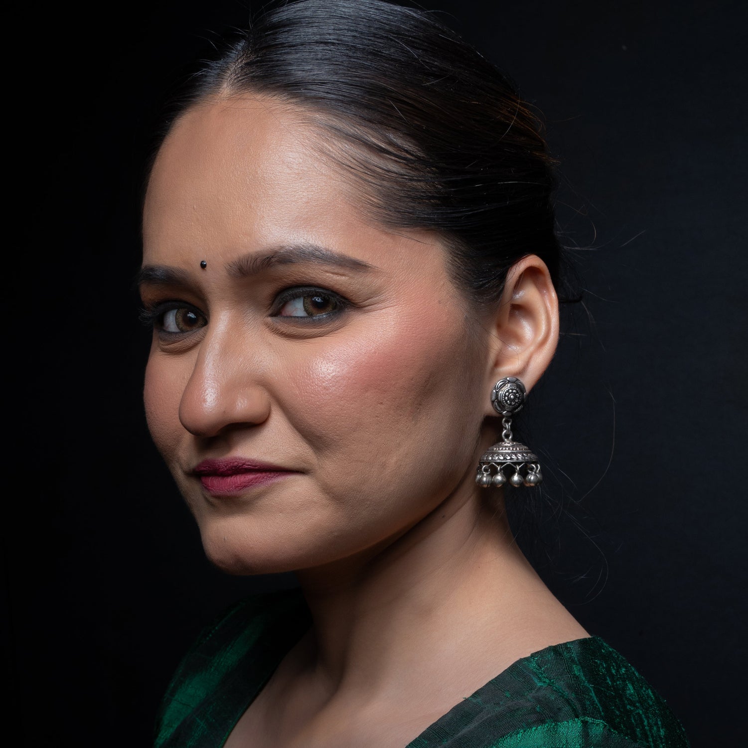 Kusum Silver Jhumki Earrings