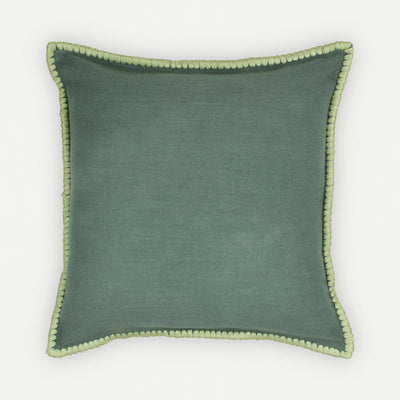 Sofia Eucalyptus Embroidered Cotton Cushion Cover