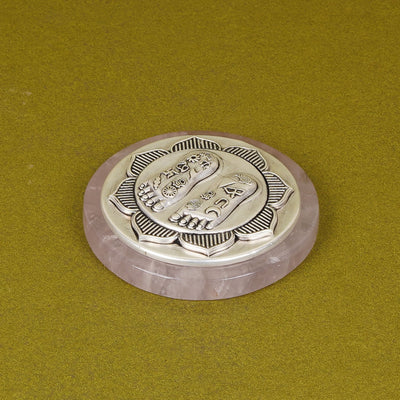 Lotus Lakshmi Charan on Rose Quartz Stone in Pure Silver Plating