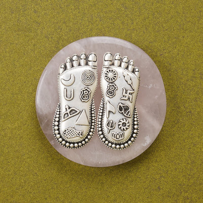 Lakshmi Charan on Wooden Plank/ Rose Quartz | Earthy & Auspicious