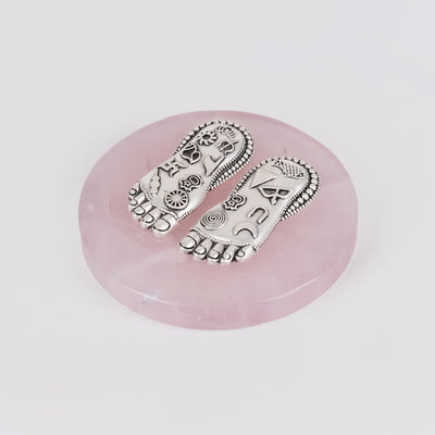 Lakshmi Charan on Wooden Plank/ Rose Quartz | Earthy & Auspicious