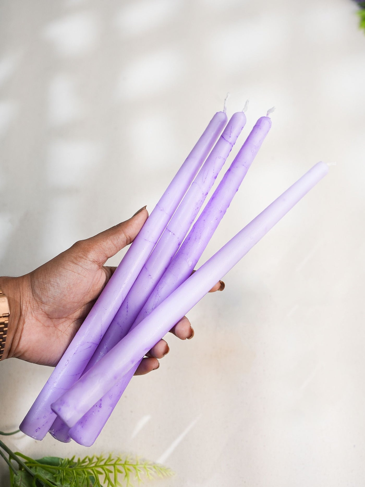 Lavender Marble Taper Candles Set of 4