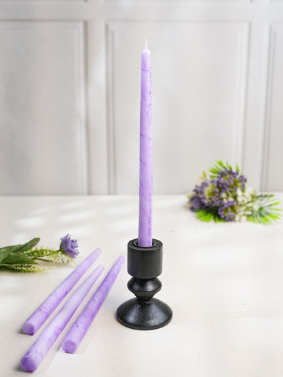 Lavender Marble Taper Candles Set of 4