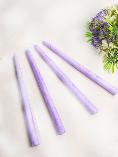 Lavender Marble Taper Candles Set of 4