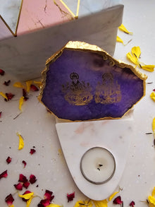 Laxmi Ganesha Agate & Marble Base Tea Light Holder