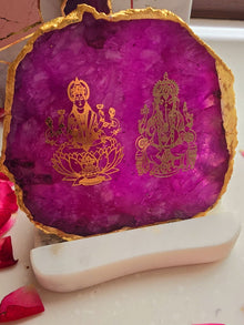 Laxmi Ganesha Agate with Marble Tea light Religious Home Decor