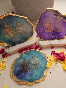 Laxmi Ganesha Agate with Marble Tea light Religious Home Decor