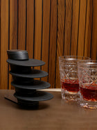 Leather Coasters With Stand - Black