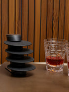 Leather Coasters With Stand - Black