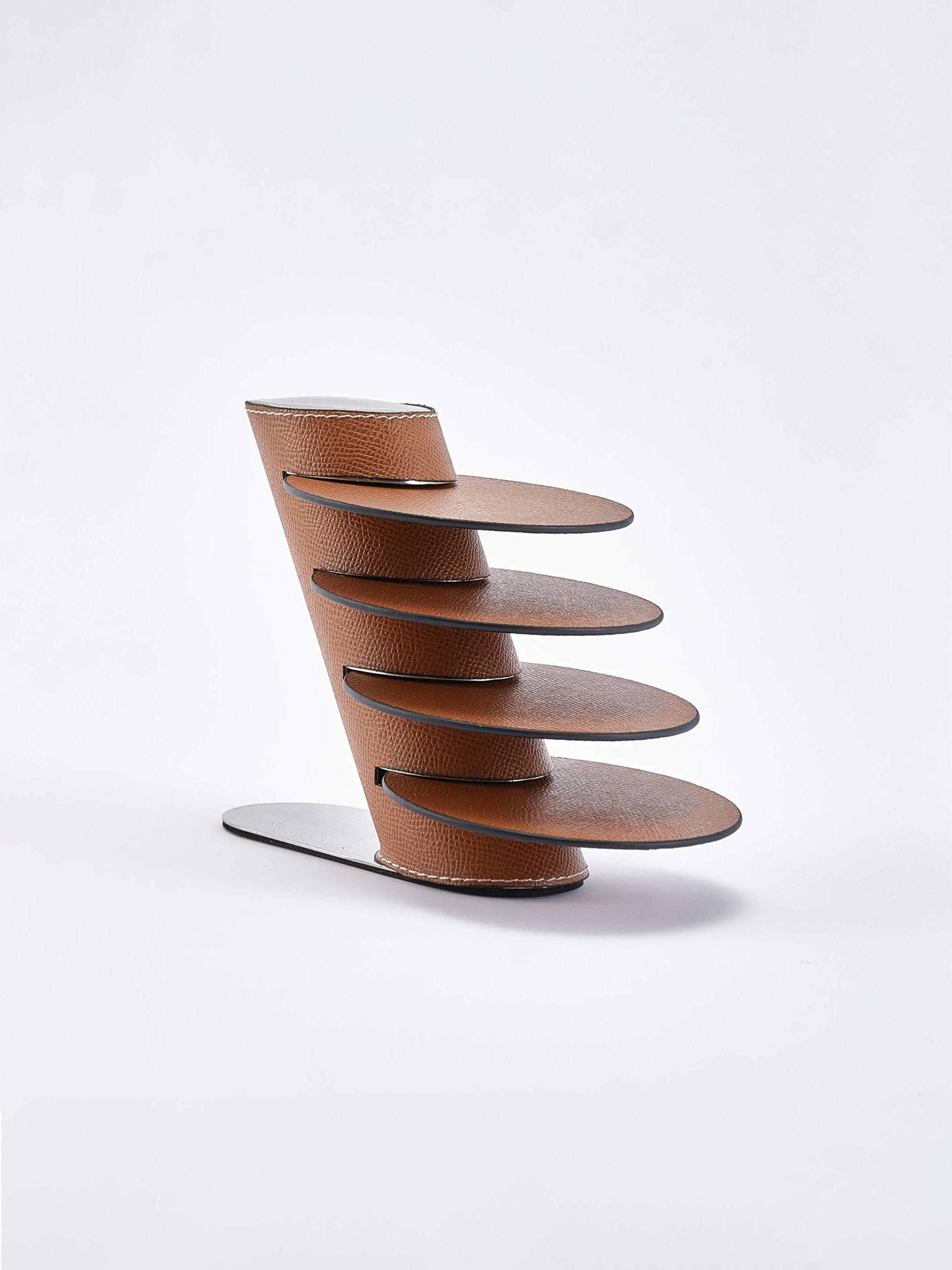 Leather Coasters With Stand - Brown