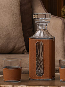 Leather Decanter Set - Brown